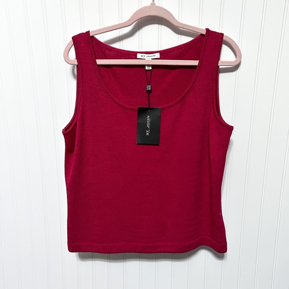 St. John Tops - St John Collection Berry Red Knit Tank Top Blouse Size Large New With Tags